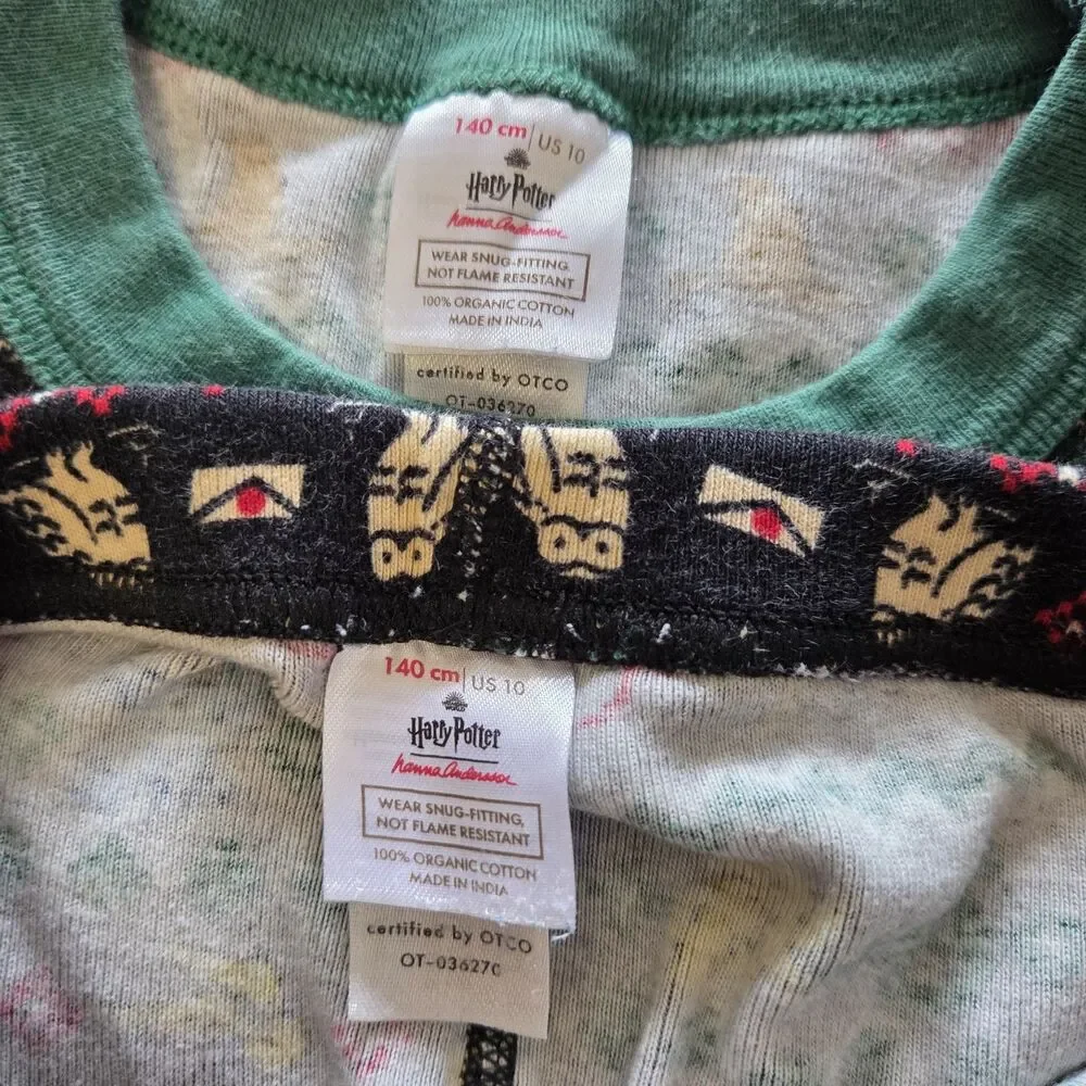Hanna Andersson Harry Potter Organic Cotton PJ Set Pajamas Pants Top Kids 10